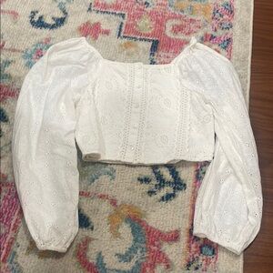 Zara White Eyelet Blouse
